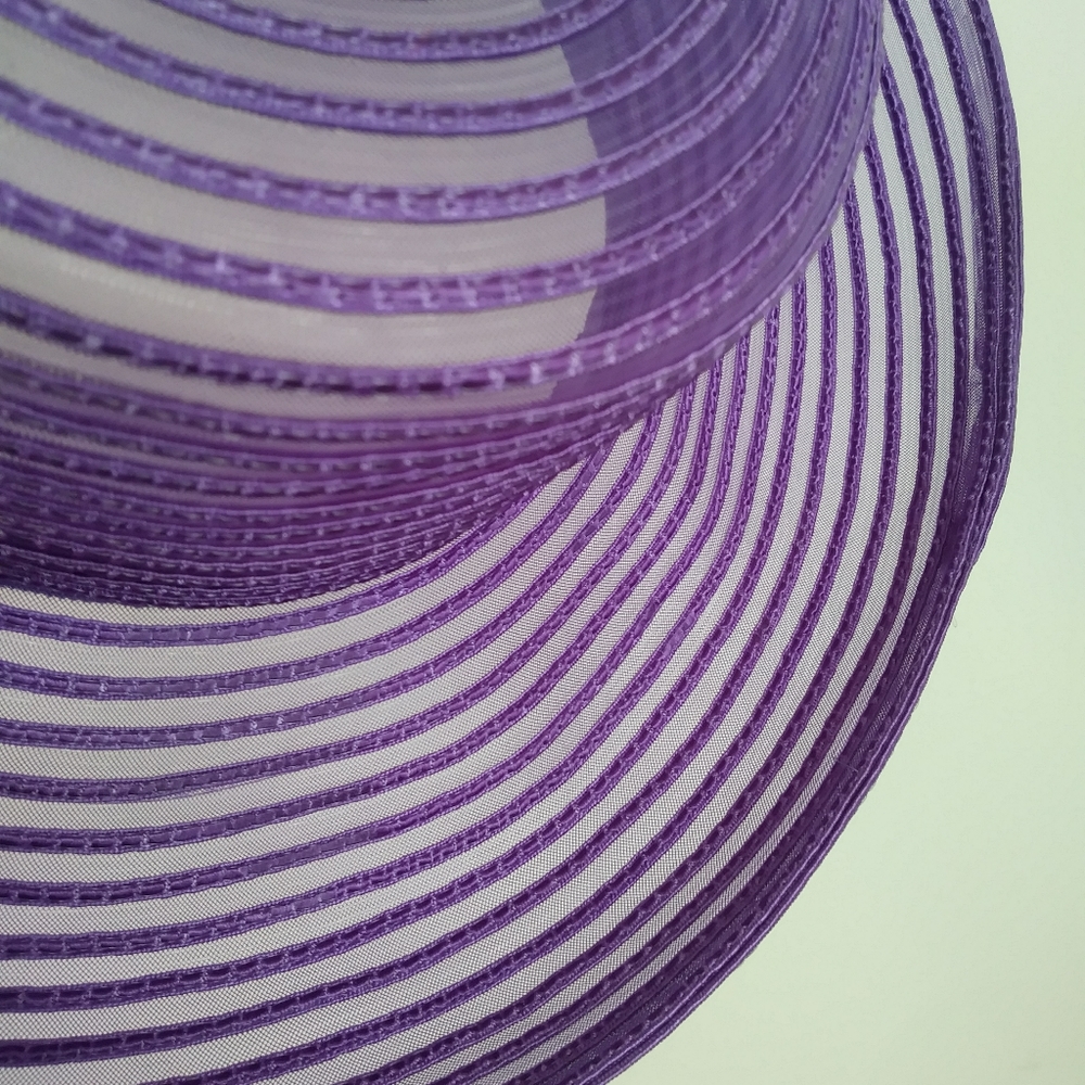 🦋🦋 Vintage purple sun hat beach hat garden party - Picture 6 of 8